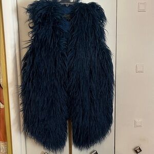 Fabulous Furs Navy Faux Fur Vest
